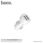 Автомобильная зарядка USB 2400 mA Hoco Z2A (2*USB + Lightning) Белая