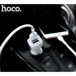 Автомобильная зарядка USB 2400 mA Hoco Z23 (2*USB+ Lightning) Белая