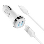 Автомобильная зарядка USB 2400 mA Hoco Z40 Superior (2*USB + Lightning) Белая