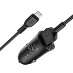 Автомобильная зарядка USB Hoco Z39 Farsighted (2*QC 18W + Lightning) Черная