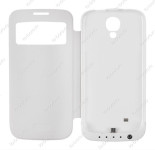 Чехол аккумулятор для Samsung i9500 (S4) 3 200 mAh боковой флип 018 Белый