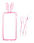Бампер для iPhone 6 силикон Зайчик блистер Розовый