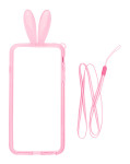 Бампер для iPhone 6 Plus силикон Зайчик блистер Розовый