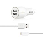 Автомобильная зарядка USB  mA Melkin (M8J1071) (2USB+каб для iPhone 5/6/iPad 4/Air/mini) Белая