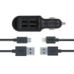 Автомобильная зарядка USB 4000 mA Melkin (M8Z635) (4USB + каб для iPhone Lightning (8 pin) + каб mic