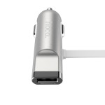 Автомобильная зарядка USB 2 400 mA Hoco (UCL01) (USB + iPhone 5/6/iPad 4/Air/micro) Серебро