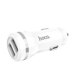 Автомобильная зарядка USB 2400 mA Hoco Z27 (2*USB + Lightning) Белая