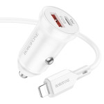 Автомобильная зарядка Type-C/USB Borofone BZ18A (PD 20W/QC3.0 + Lightning) Белая