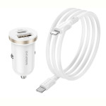Автомобильная зарядка Type-C/USB Borofone BZ22 (PD 30W/QC3.0 + Lightning) Белая