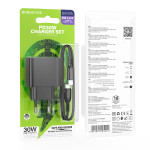 Сетевая зарядка Type-C Borofone BAS15A (QC3.0 30W + Lightning) Черная