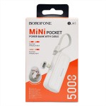 АКБ внешняя 5000 mAh Borofone BJ41 Pocket (Type-C/Lighting) Белая