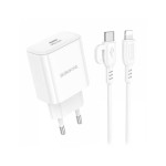 Сетевая зарядка Type-C Borofone BA81A (PD 20W + Lightning) Белая