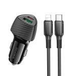 Автомобильная зарядка Type-C/USB Borofone BZ31C (PD30W/QC3.0 + Lightning) Черная