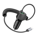 Автомобильная зарядка USB Borofone BZ31E (QC3.0/PD30W + Lightning) Черная