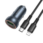 Автомобильная зарядка Type-C/USB Borofone BZ32A ((PD30W/QC3.0 + Lightning) Серая