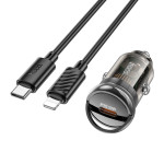Автомобильная зарядка Type-C Hoco Z53 Sight (PD 30W/QC3.0 + Lightning) Черная