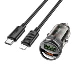 Автомобильная зарядка Type-C/USB Hoco Z53A Vision (PD 30W/QC3.0 + Lightning) Черная