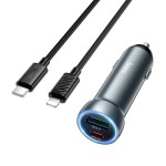 Автомобильная зарядка Type-C/USB Hoco Z54A Prosperous (QC3.0/PD30W + Lightning) Серая