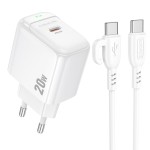 Сетевая зарядка Type-C Borofone BAS43A (QC3.0/PD20W + Type-C) Белая