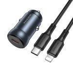Автомобильная зарядка Type-C Hoco BZ32 (QC3.0/PD30W + Lightning) Серая